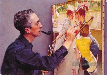 ノーマン・ロックウェル Painting - ソーダジャークを描くノーマン・ロックウェルの肖像 1953年 ノーマン・ロックウェル